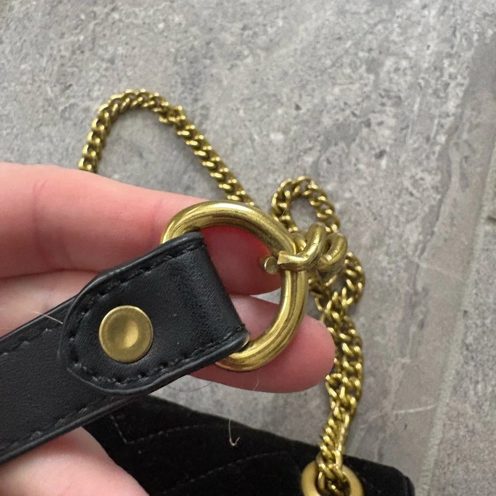 Black Velvet GG Shoulder Bag with Gold Hardware - Picture 6 of 12